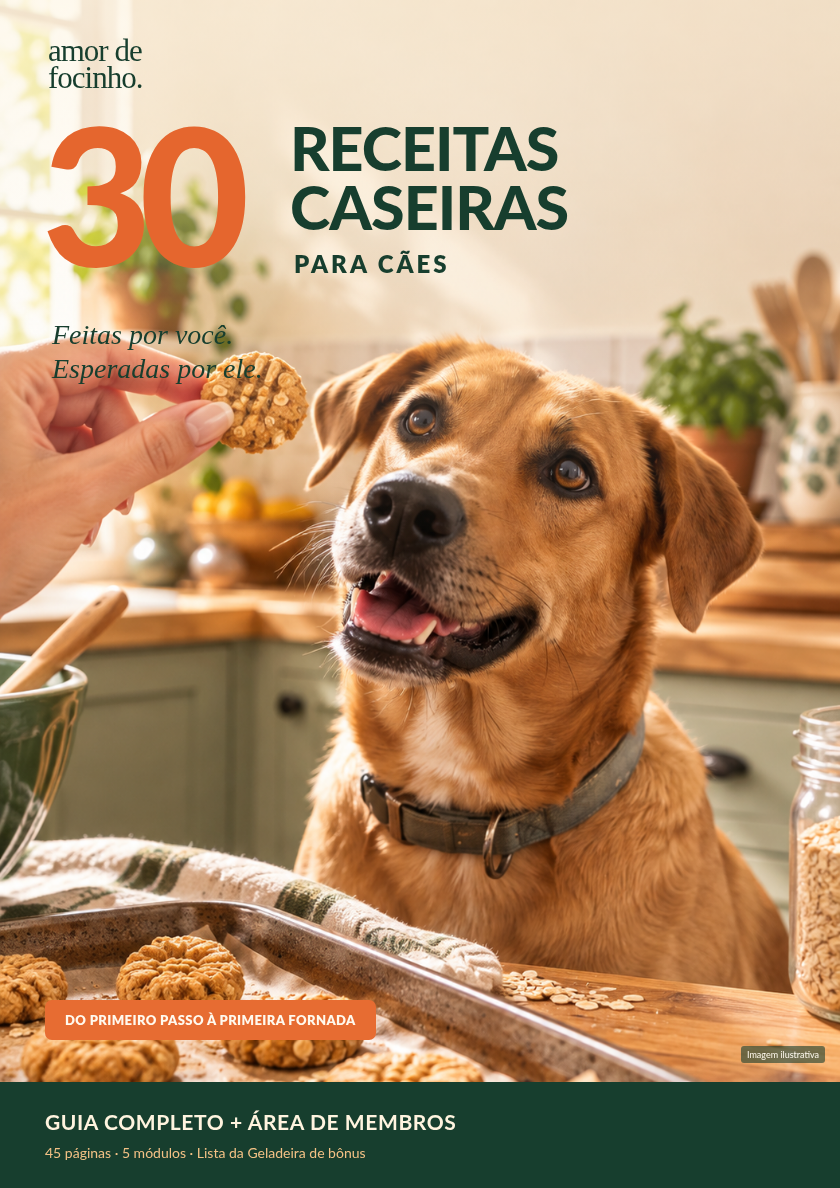 Capa real do guia completo Amor de Focinho: Pequenos petiscos, grandes momentos
